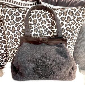 Timmy Woods Murano Wool Crystal Beaded Hand Bag